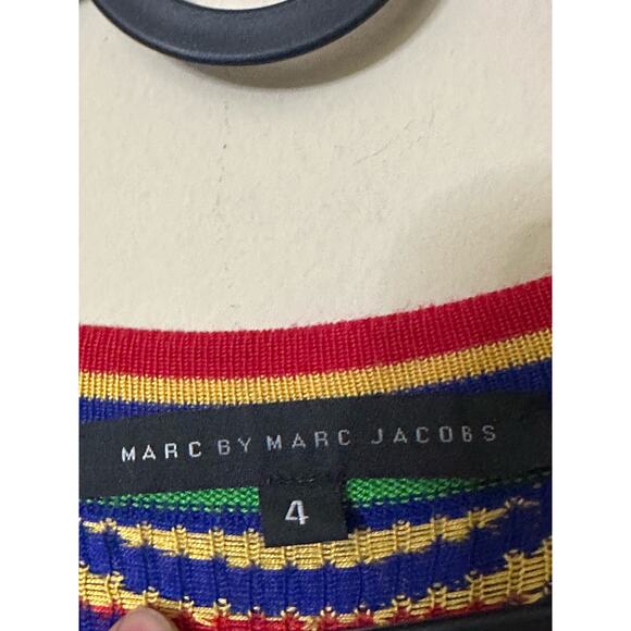 Marc by Marc Jacobs Dress Womens Size 4 Y2K Short Sleeve Mini Sweater Multi - Picture 7 of 8
